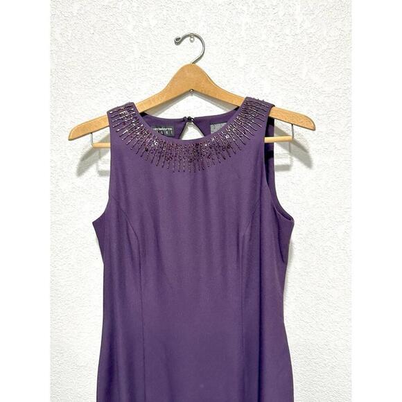 Liz Claiborne Night Women's Dark Purple Long Sleeveless Beaded Formal Gown Size8 - Picture 2 of 15